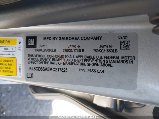 Chevrolet Spark Fwd 1lt Automatic 2021 KL8CD6SA5MC217325 Image 9