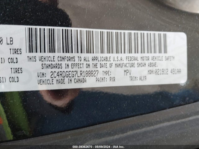 Dodge Grand Caravan Gt 2020 2C4RDGEG7LR188827 Image 9