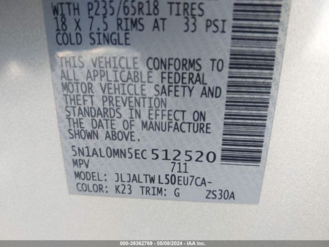 5N1AL0MN5EC512520 Infiniti QX60