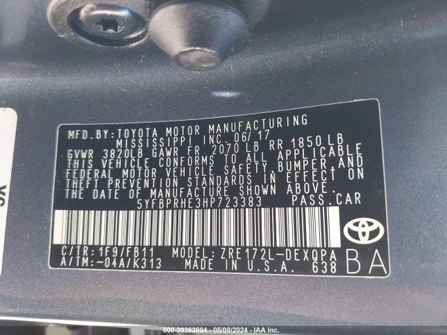 Toyota Corolla Le Eco 2017 5YFBPRHE3HP723383 Image 9
