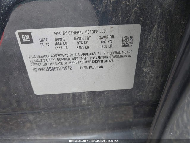 Chevrolet Cruze 2lt Auto 2015 1G1PE5SB8F7271912 Image 9