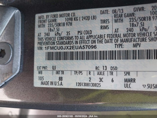Ford Escape Titanium 2014 1FMCU0JX2EUA57096 Image 9