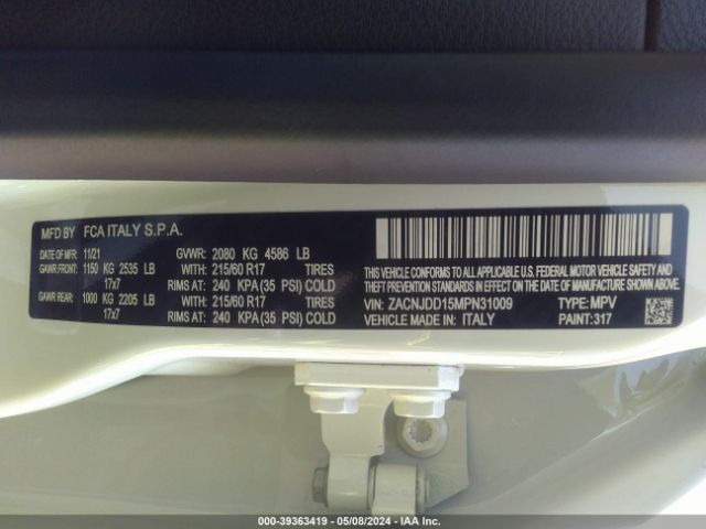 ZACNJDD15MPN31009 Jeep Renegade Limited 4x4