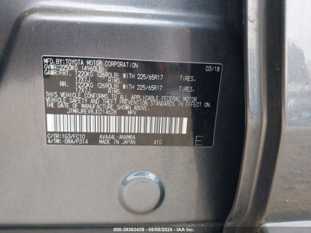 JTMRJREV8JD214628 Toyota Rav4 Hybrid Xle