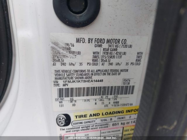 1FMJK1KT5HEA14448 Ford Expedition El Limited