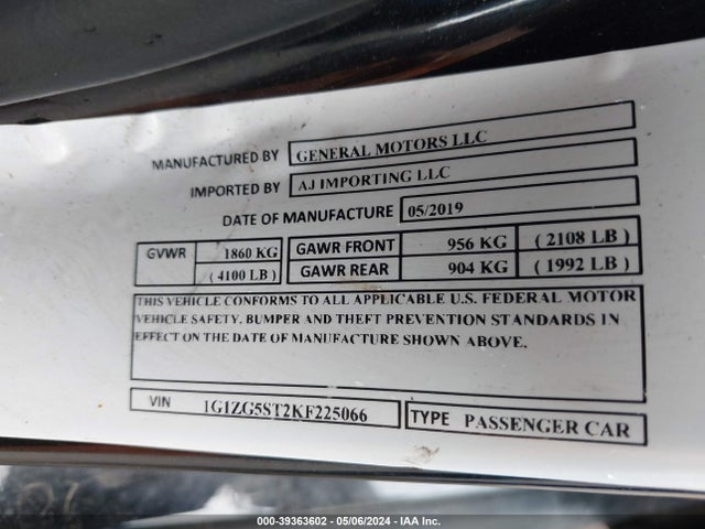 Chevrolet MALIBU RS 2019 1G1ZG5ST2KF225066 Image 9