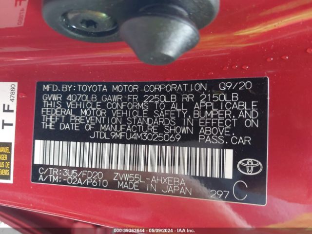 JTDL9MFU4M3025069 Toyota Prius Le Awd-e