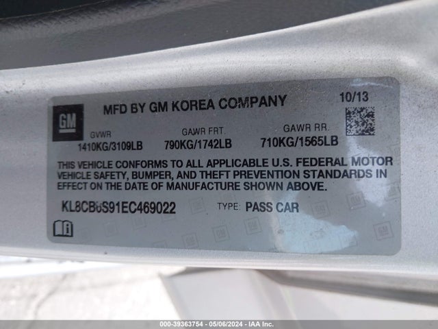 Chevrolet Spark Ls Auto 2014 KL8CB6S91EC469022 Image 9