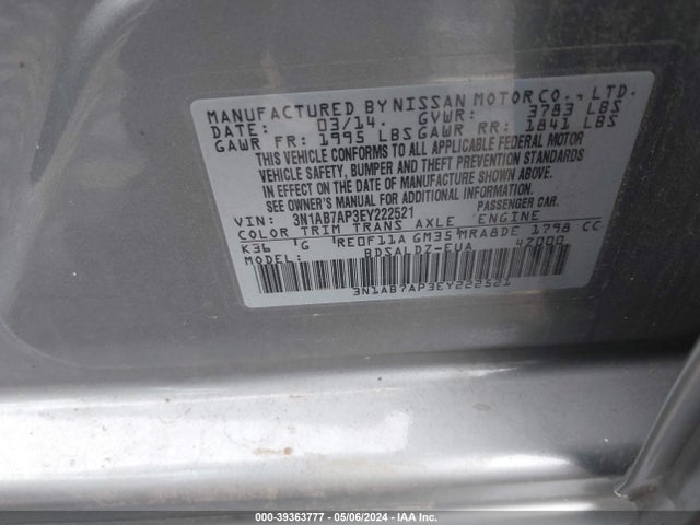 Nissan SENTRA SV 2014 3N1AB7AP3EY222521 Image 9
