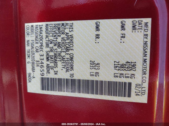 Nissan Leaf Sl 2014 1N4AZ0CP6EC334659 Image 9