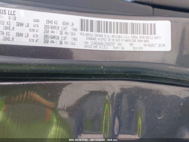 1C4RDHAGXJC455797 Dodge Durango Sxt Rwd