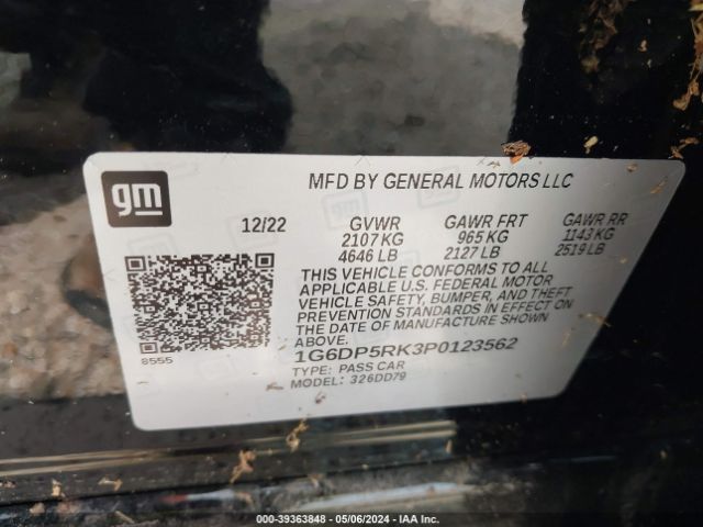 1G6DP5RK3P0123562 Cadillac Ct5 Sport