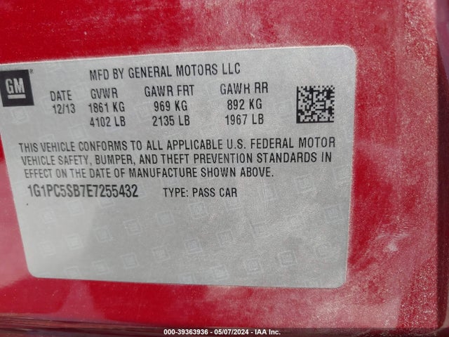 Chevrolet Cruze 1lt Auto 2014 1G1PC5SB7E7255432 Image 9