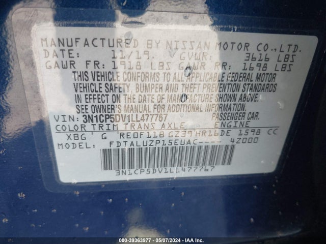 Nissan Kicks Sr Xtronic Cvt 2020 3N1CP5DV1LL477767 Image 9