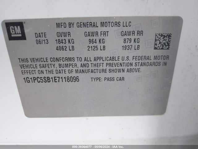 Chevrolet Cruze 1lt Auto 2014 1G1PC5SB1E7118096 Image 9