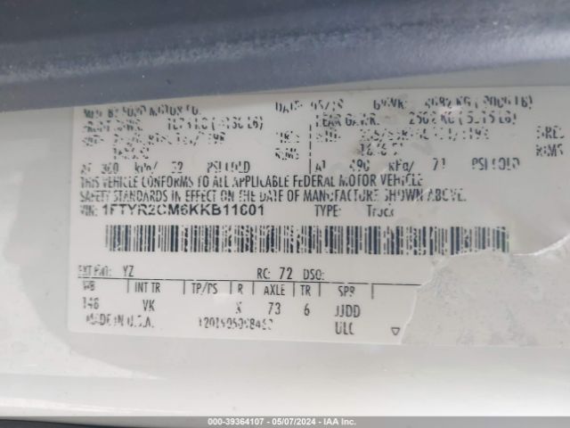 1FTYR2CM6KKB11601 Ford Transit T-250