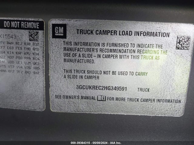 Chevrolet Silverado 1500 2lt 2017 3GCUKREC2HG349591 Image 9