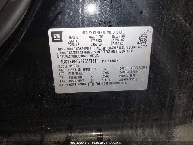 Chevrolet Silverado 1500 Wt 2015 1GCVKPEC7FZ333781 Image 9