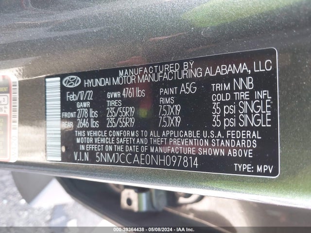 Hyundai TUCSON SEL 2022 5NMJCCAE0NH097814 Image 9