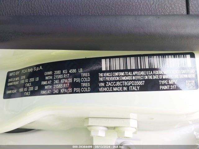Jeep Renegade Trailhawk 2016 ZACCJBCT8GPD35667 Image 9