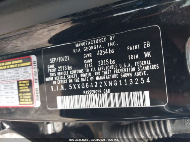 5XXG64J2XNG113254 KIA K5 Gt-line