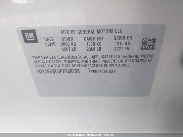 1G11F5SL5FF338726 Chevrolet Malibu 1lz
