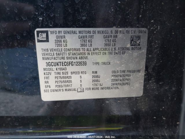 3GCUKTEC6FG122639 Chevrolet Silverado 1500 High Country