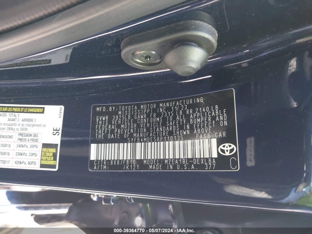 Toyota COROLLA LE 2024 5YFB4MDE5RP110135 Image 9
