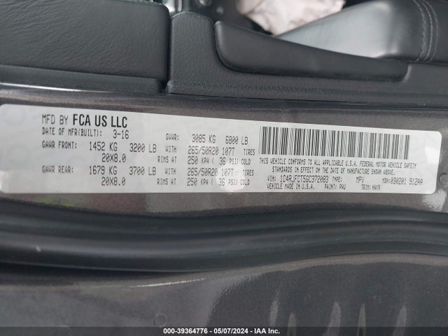 1C4RJFCT5GC372083 Jeep Grand Cherokee High Altitude