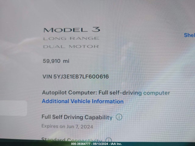 Tesla Model 3 Long Range Dual Motor All-wheel Drive 2020 5YJ3E1EB7LF600616 Image 15