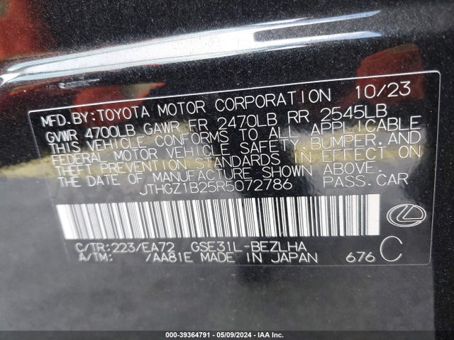 JTHGZ1B25R5072786 Lexus Is 350 F Sport
