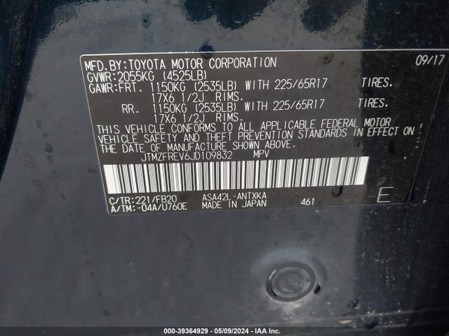 Toyota RAV4 LE 2018 JTMZFREV6JD109832 Image 9