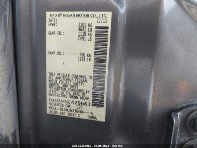 1N4AA6AP8GC429661 Nissan Maxima 3.5 Platinum