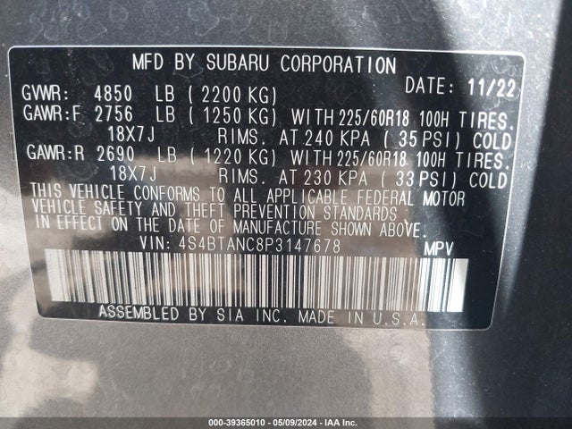 Subaru Outback Limited 2023 4S4BTANC8P3147678 Image 12