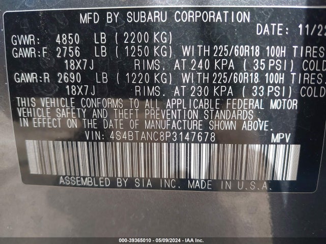Subaru Outback Limited 2023 4S4BTANC8P3147678 Image 9