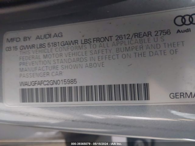 WAUGFAFC2GN015985 Audi A6 2.0t Premium Plus