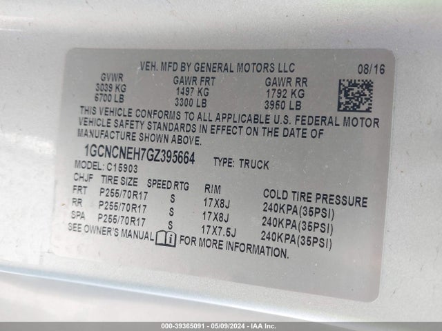 Chevrolet Silverado 1500 Wt 2016 1GCNCNEH7GZ395664 Image 9