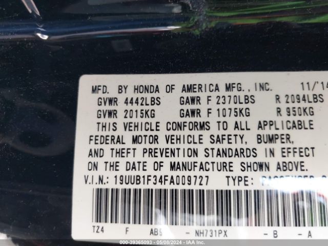19UUB1F34FA009727 Acura TLX
