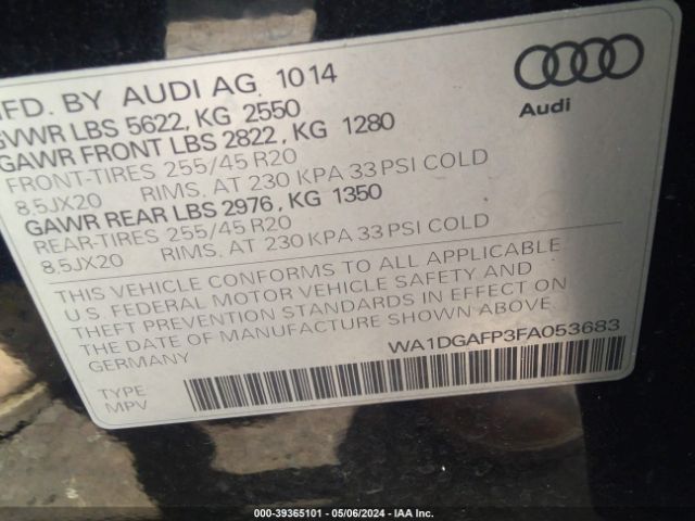 WA1DGAFP3FA053683 Audi Q5 3.0t Premium Plus