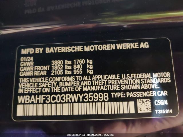 WBAHF3C03RWY35998 BMW Z4 Sdrive30i