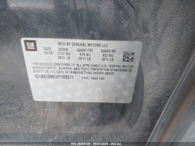 Chevrolet Cruze Lt Auto 2017 1G1BE5SM6H7165571 Image 9