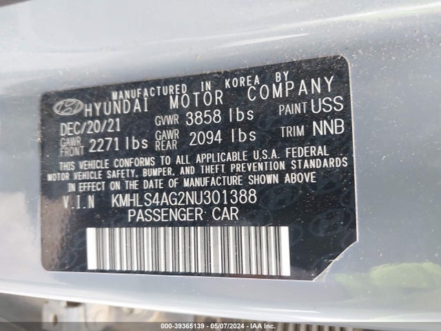 Hyundai ELANTRA SEL 2022 KMHLS4AG2NU301388 Image 9
