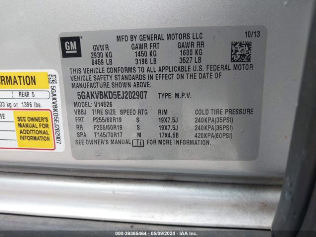 5GAKVBKD5EJ202907 Buick Enclave Leather