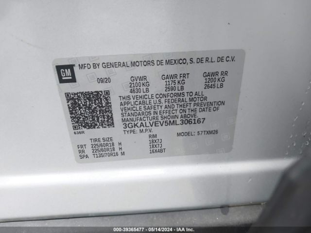 3GKALVEV5ML306167 GMC Terrain Awd Slt