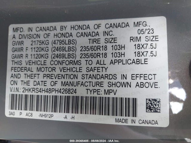 Honda Cr-v Ex Awd 2023 2HKRS4H48PH426824 Image 9
