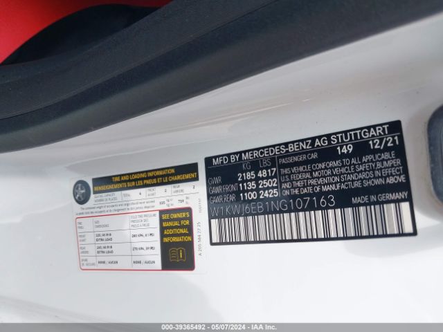 W1KWJ6EB1NG107163 Mercedes-Benz Amg C 43 4matic