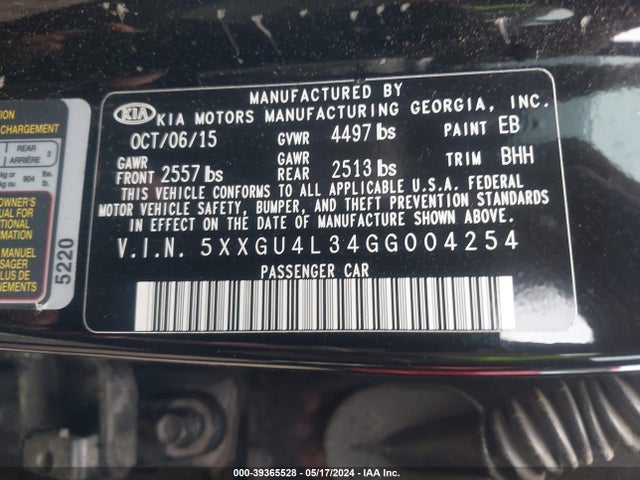KIA OPTIMA EX 2016 5XXGU4L34GG004254 Image 9