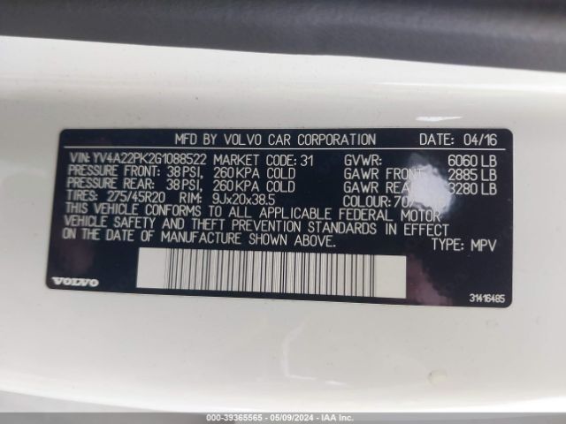 YV4A22PK2G1088522 Volvo Xc90 T6 Momentum