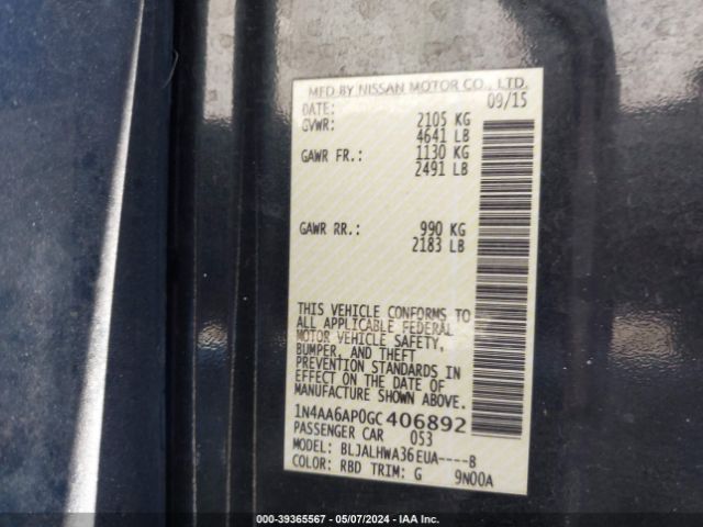 1N4AA6AP0GC406892 Nissan Maxima 3.5 Platinum