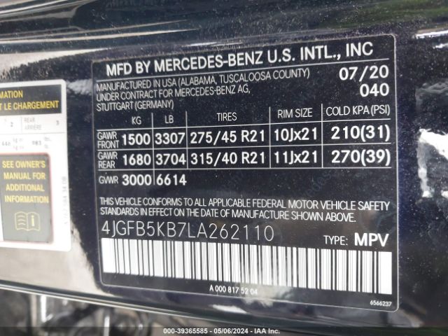 4JGFB5KB7LA262110 Mercedes-Benz Gle 450 4matic